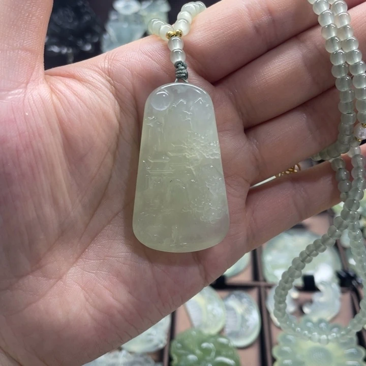 蛇纹石玉合金颈饰