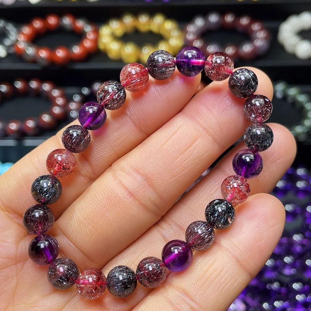 未镶嵌手链水晶黑加仑超七