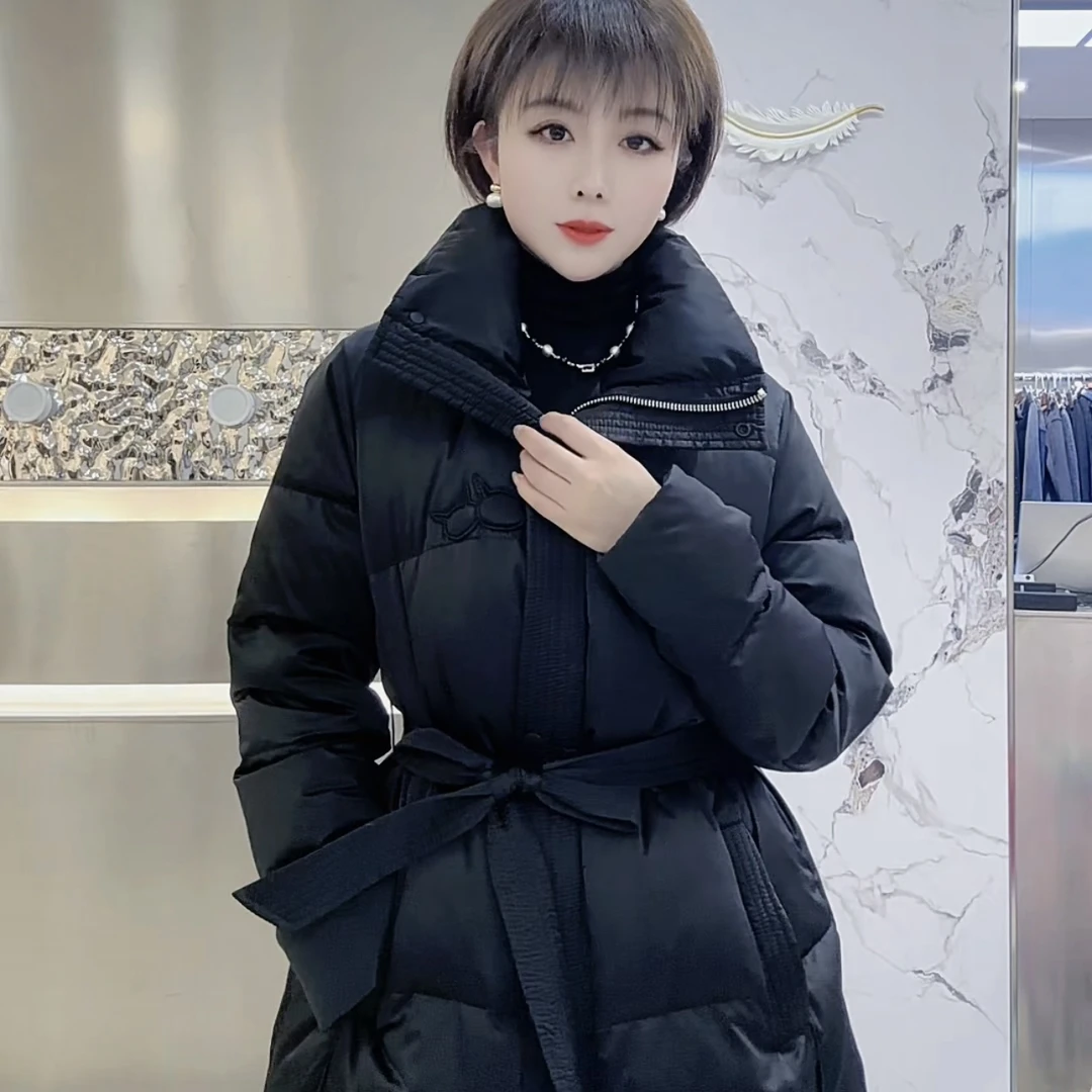 立领长款羽绒服韩版收腰时尚女士女装百搭冬季