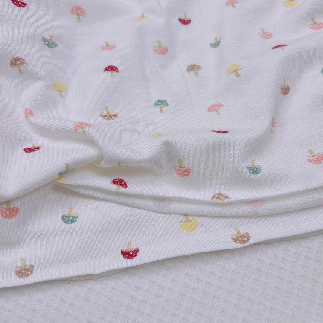 T325纯棉小蘑菇蓝鲸莫代尔夏季冰凉针织布一米价【宽2.0】