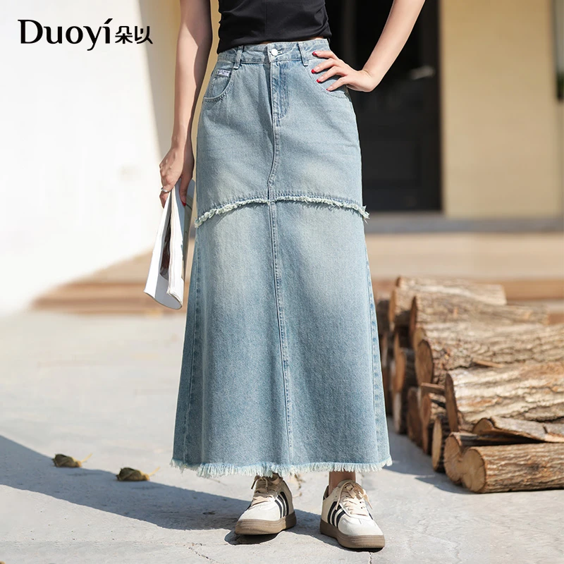 朵以2025夏季半身裙毛边牛仔鱼尾裙39DX633079原299裙子