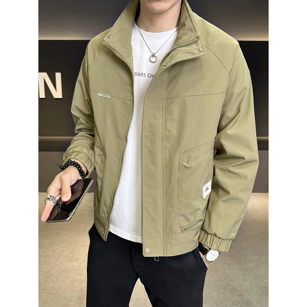 立领夹克男士秋装外套2025新款潮流修身工装上衣服春秋款青年褂子