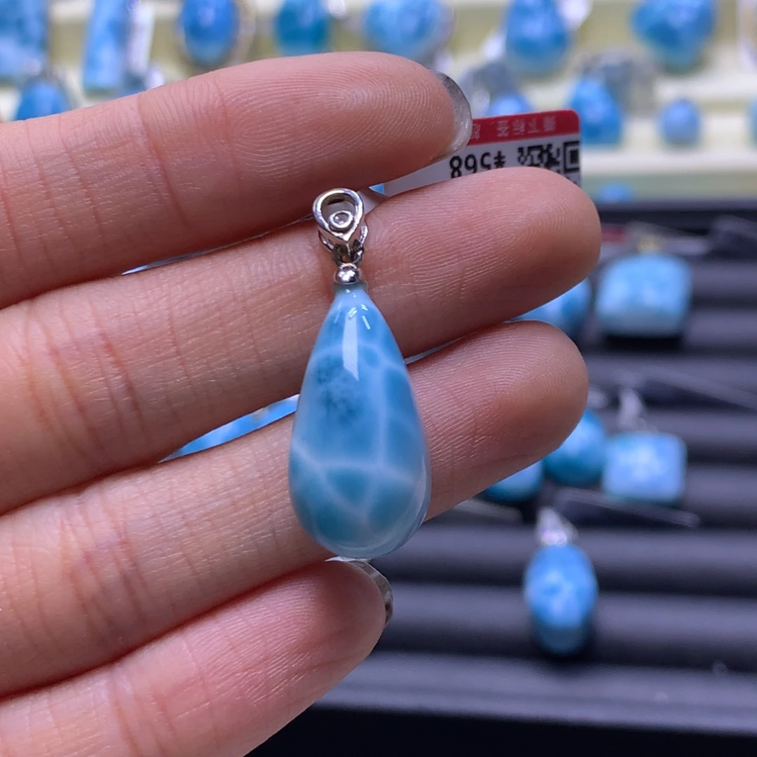 针钠钙石（海纹石）未镶嵌颈饰水滴吊坠色差略异