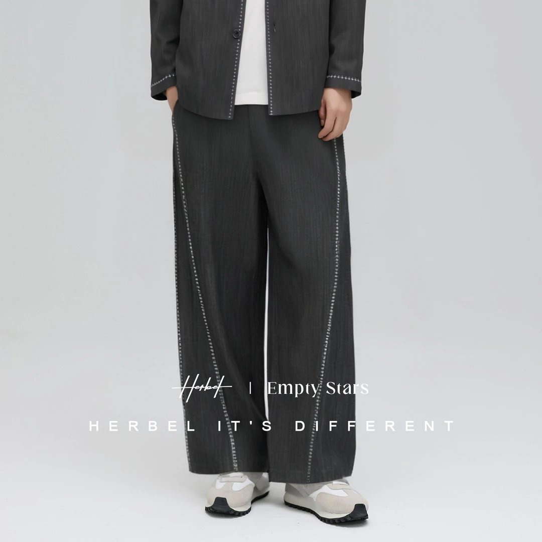 HERBEL/黑白2025秋季男士休闲国风牛仔裤子时尚秋季男士凉感西裤