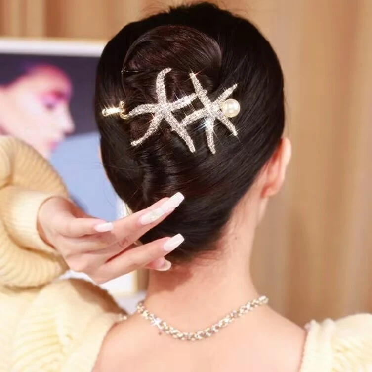 韩版海星发夹水钻高级感盘发扭扭夹星星横夹2025新款盘发神器发饰