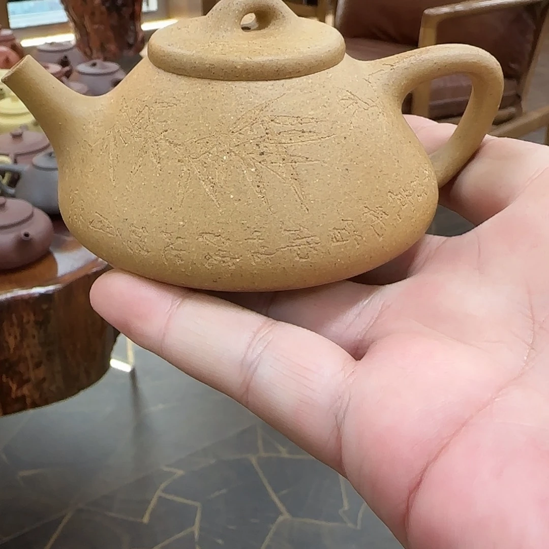 茶壶紫砂黄金段刻绘子冶石瓢