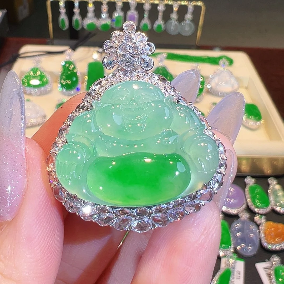 翡翠吊坠(不含链)18K金镶嵌翡翠