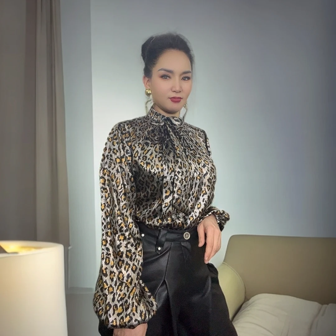 CC-MIA 网红新款衬衫女士碎花气质衬衣长袖时尚百搭印花豹纹