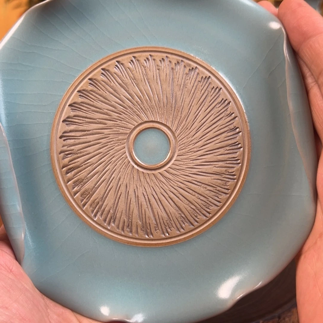 大***团瓷片仿古支钉手工荷花壶承福利