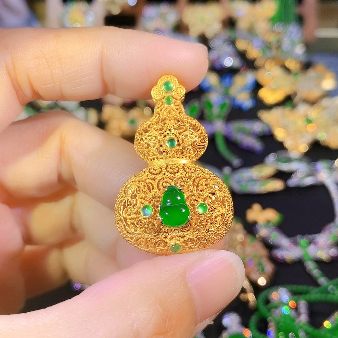 吊坠(不含链)银S925镶嵌翡翠