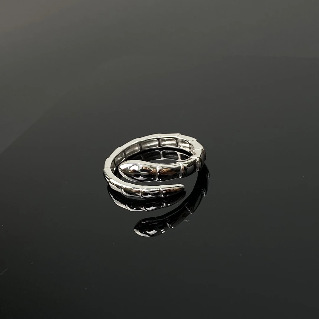 925银戒指 S925银精工蛇形时尚可调节轻奢戒指