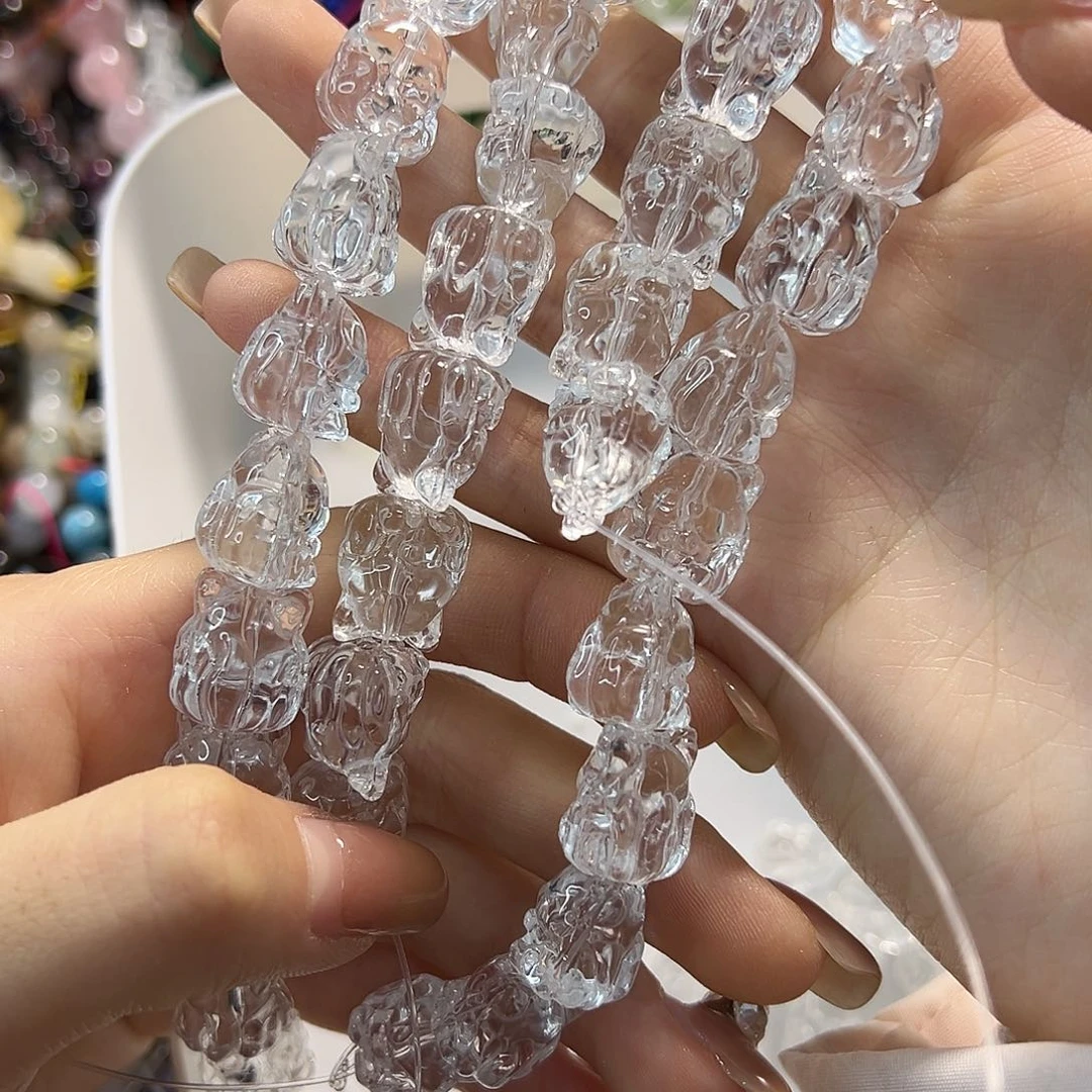 玛瑙/玉髓未镶嵌珠宝半成品压电白水九尾狐20颗
