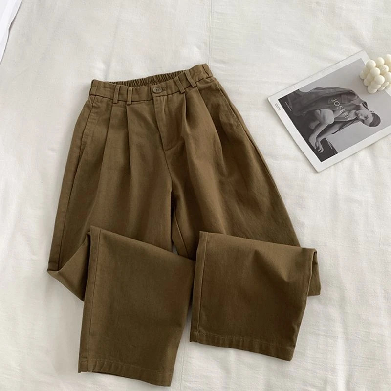 2025秋季新款宽松梨形身材胖mm显瘦百搭休闲裤子高腰阔腿工装裤女