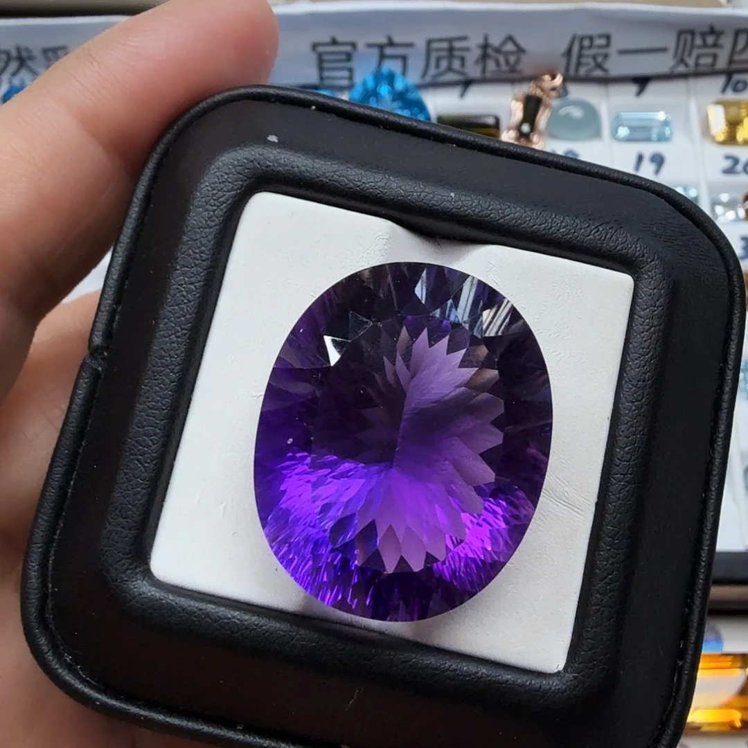 紫晶珠宝半成品未镶嵌大颗粒鸽子蛋福利款千禧切卡27.8×22.8