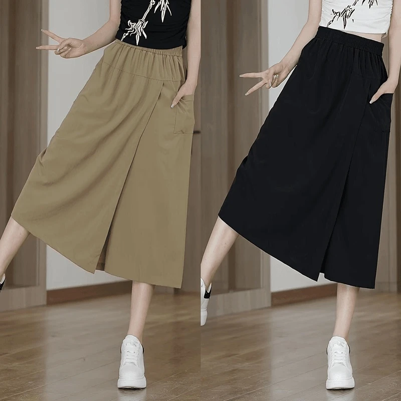 半身裙裤女2025新款夏季不走光遮肉中年妈妈薄款小个子八分直筒裤