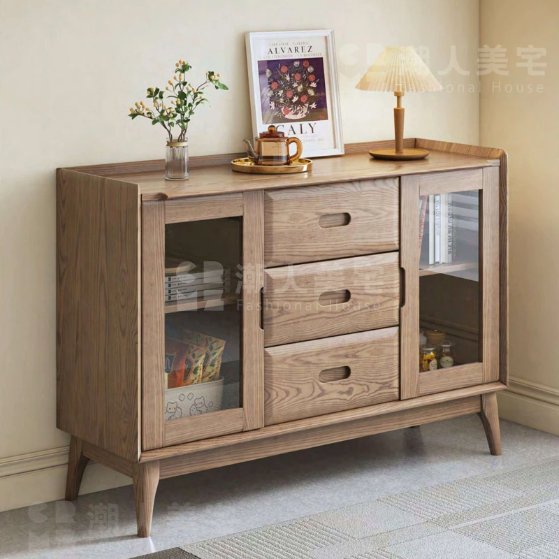 【双雅餐边柜储物柜】实木餐边柜北欧储物白蜡木边柜书房边柜置物