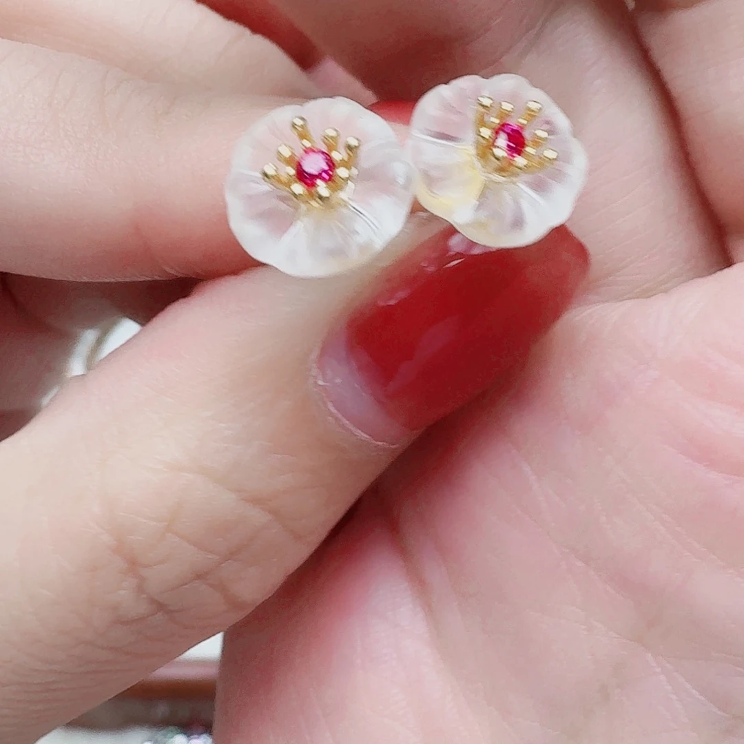 水晶耳饰银S925镶嵌耳钉297