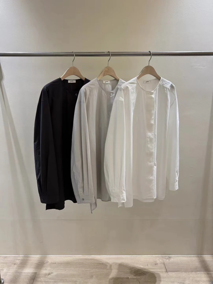 韩国无领设计感衬衫