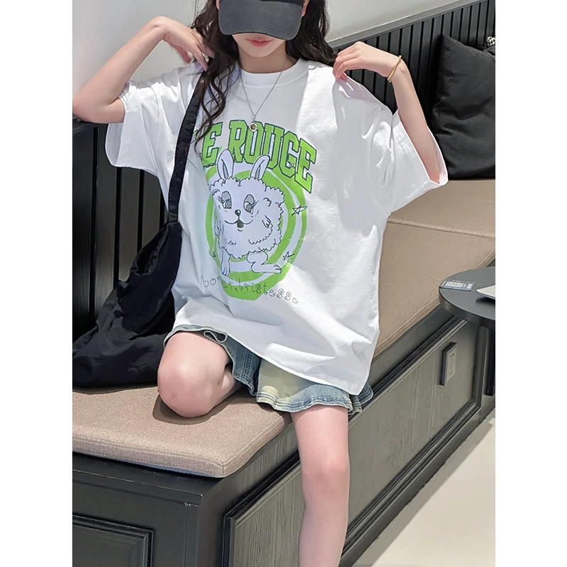 K29148韩系女童T恤短袖2025夏装新款儿童宽松休闲时髦上衣服洋气t