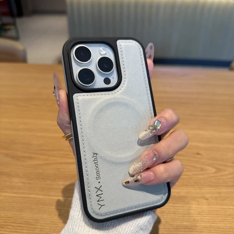 高级皮纹壳适用苹果16Promax手机壳商务iPhone15防摔14个性13简约