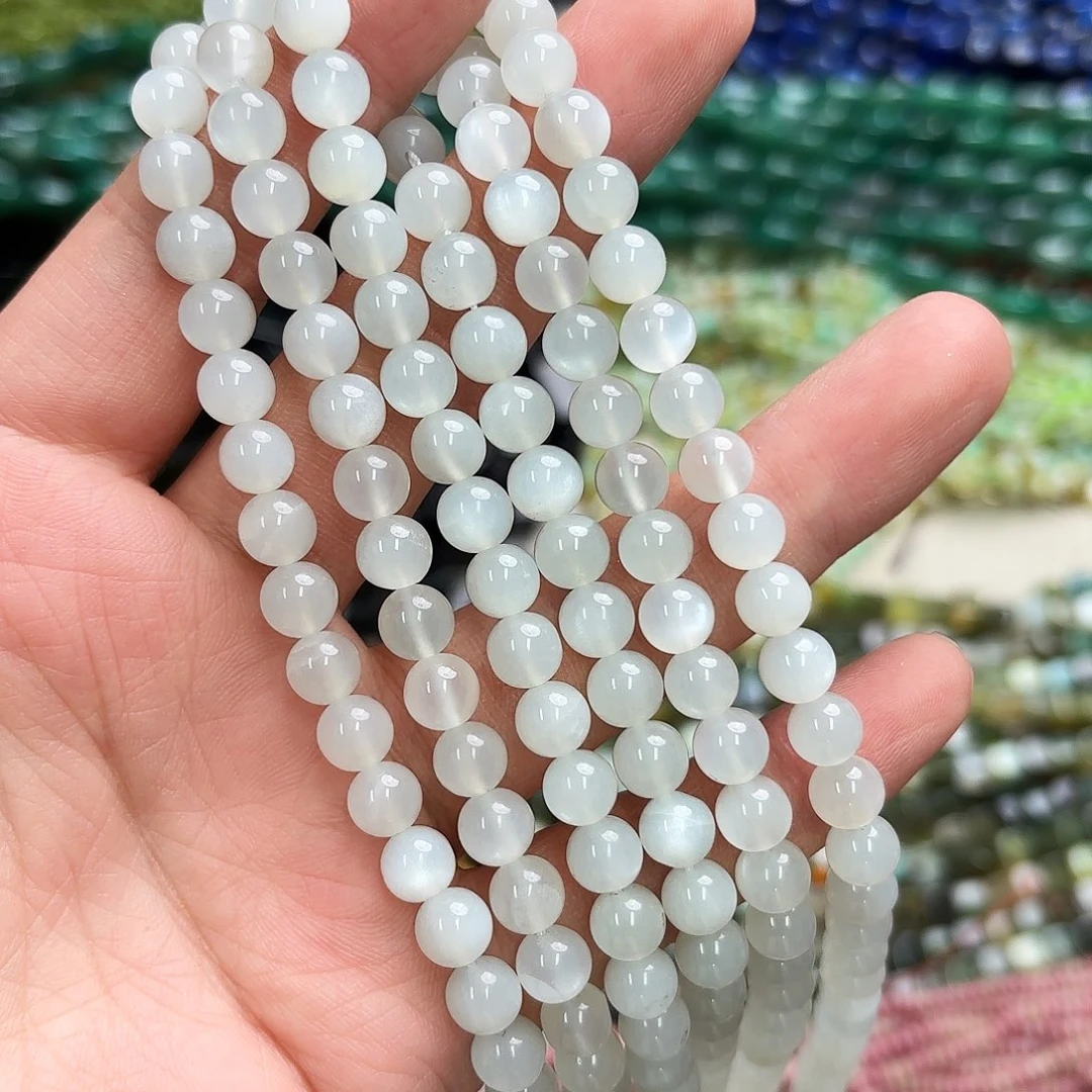 玛瑙/玉髓未镶嵌珠宝半成品卡7白月光圆珠一条