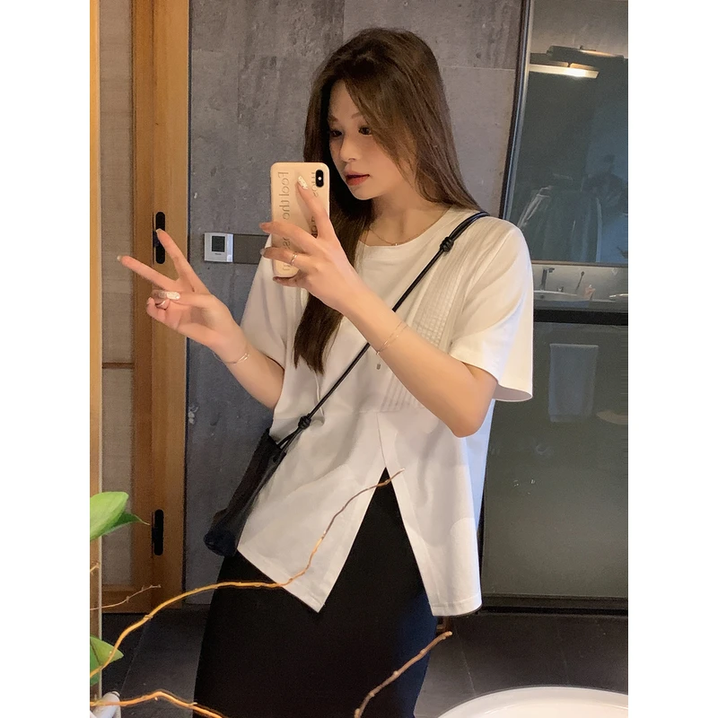 【ALINDM年终大清仓】胖mm正肩短袖上衣夏200斤宽松纯棉T恤女KG3719