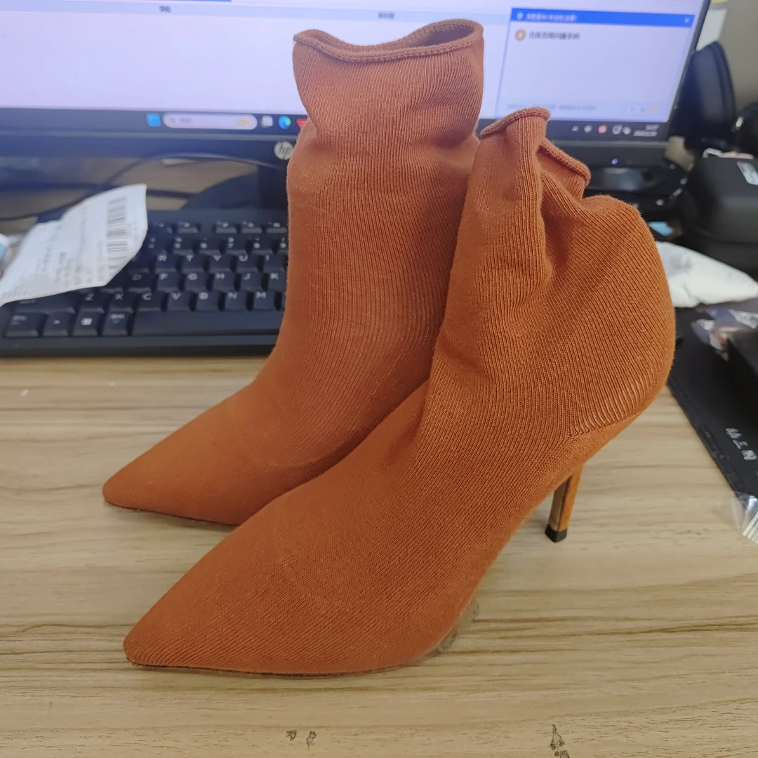 C820-C823-凉鞋 女款高跟中靴女款春秋编织面料高跟鞋YP-528