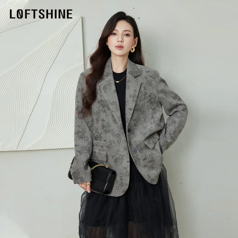 【黄蓉推荐】LOFTSHINE珞炫西服外套高级感宽松洋气西服24304192