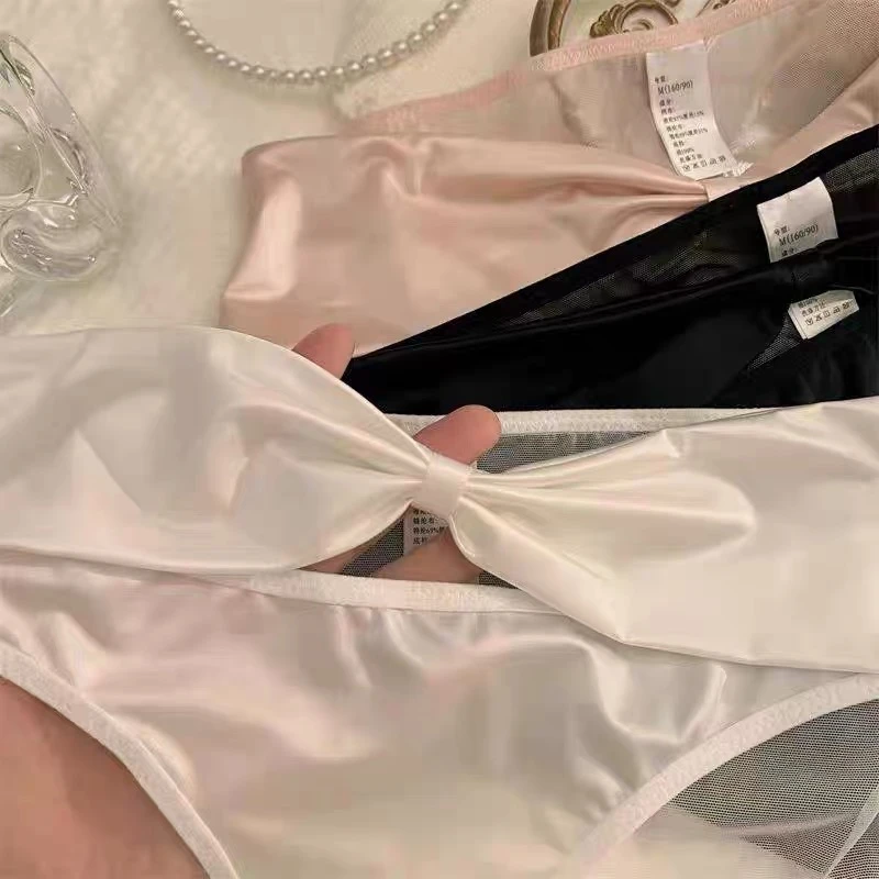 纯欲风缎面镂空中腰女士三角内裤舒适抑菌女生裆设计