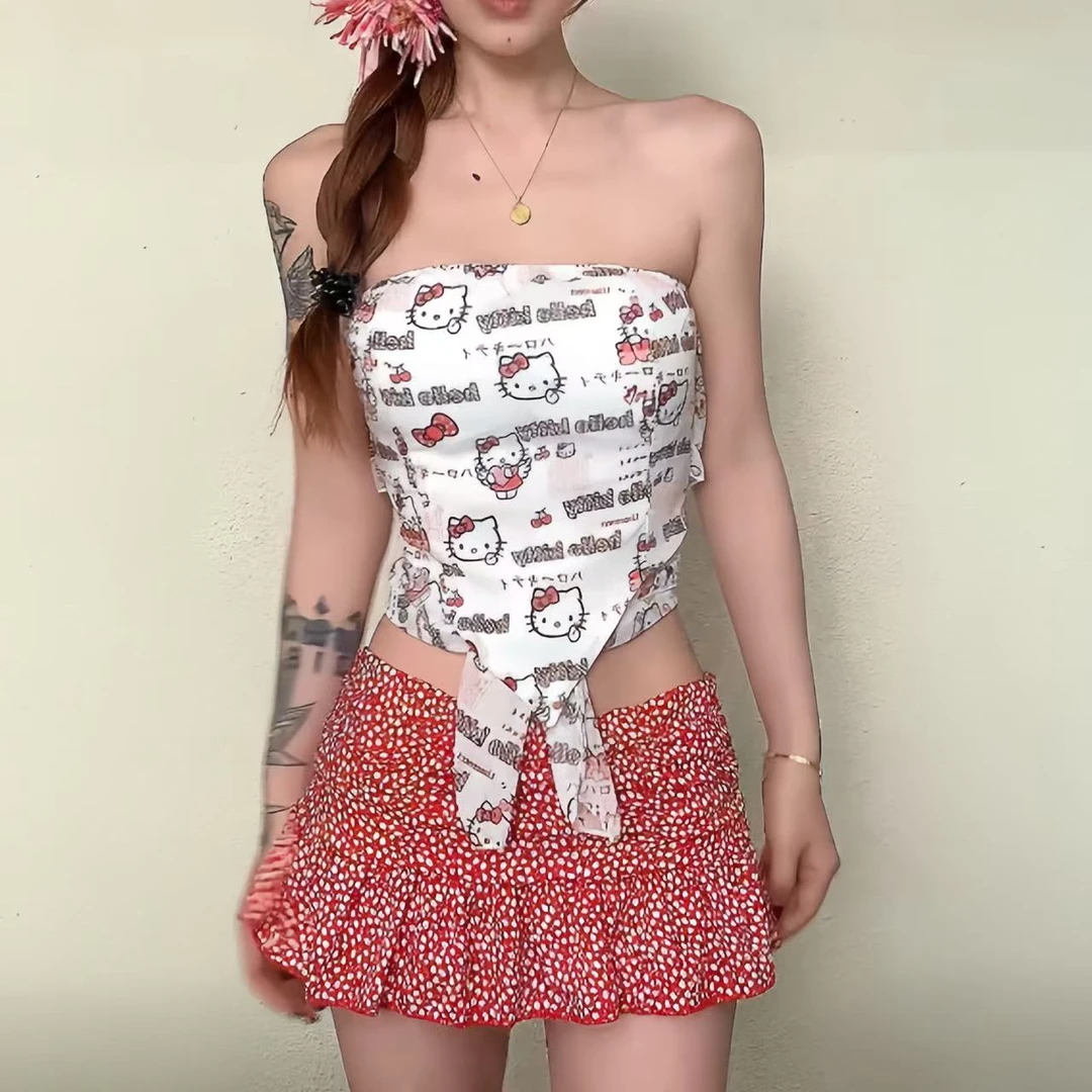 龙怼怼推荐【小猫印花】通勤夏季纯欲风背心碎花辣妹修身ins少女