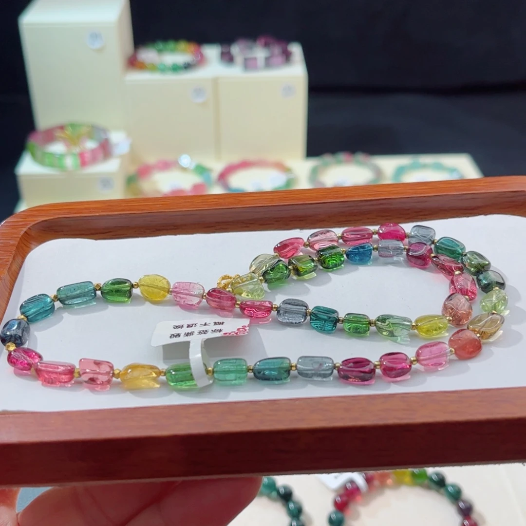 手串18K金镶嵌碧玺透**鱼手串