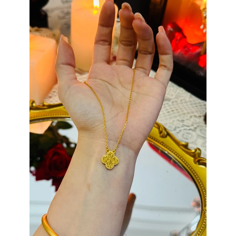 铜合金项链 碎冰冰cnc四叶草项链