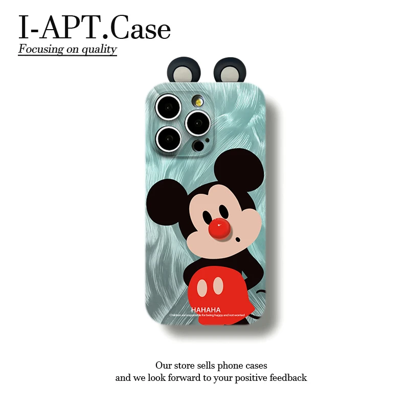 天蓝羽纱背手米奇菲林软壳适用iPhone苹果16手机壳华为oppo小米vi