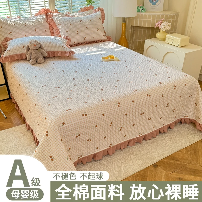 全棉夹棉床盖纯棉四季通用加厚床单防滑榻榻米铺盖炕单单双人床褥