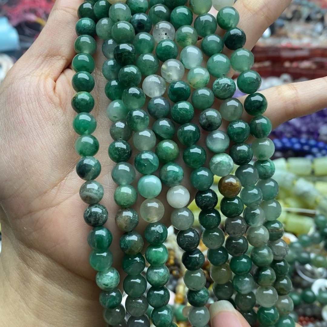 玛瑙/玉髓未镶嵌珠宝半成品两个装纯天然非洲翠圆珠8mm