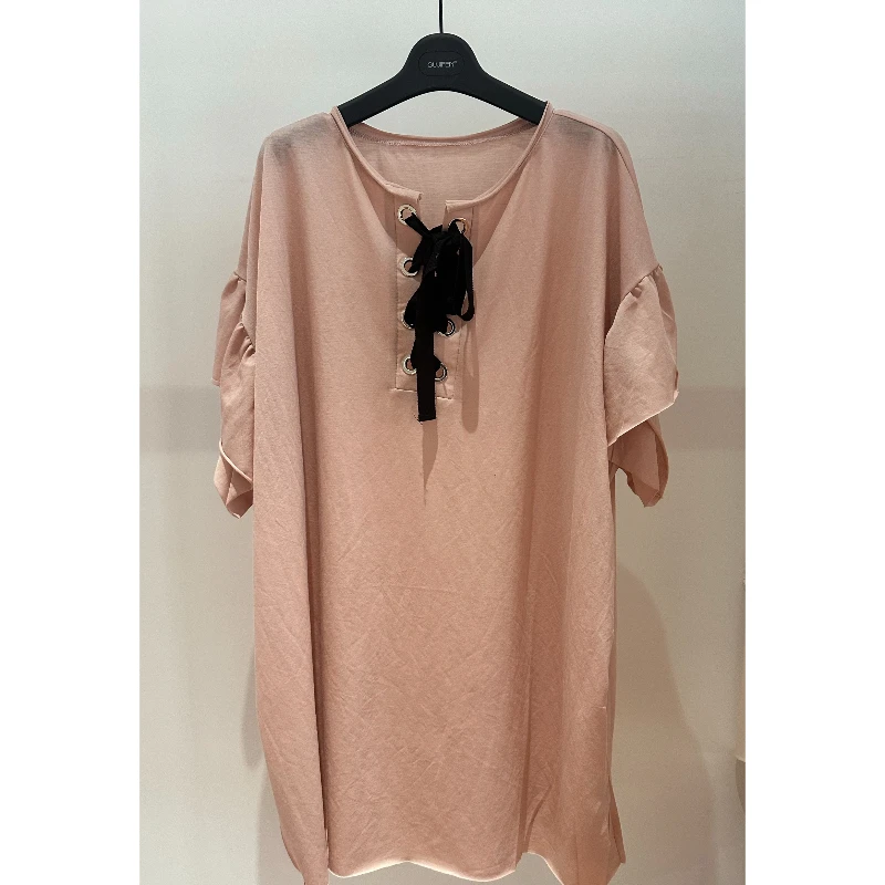 GU JIFEN｜巴塞旧事｜设计师款系带慵懒感复古T恤58036X1037-1