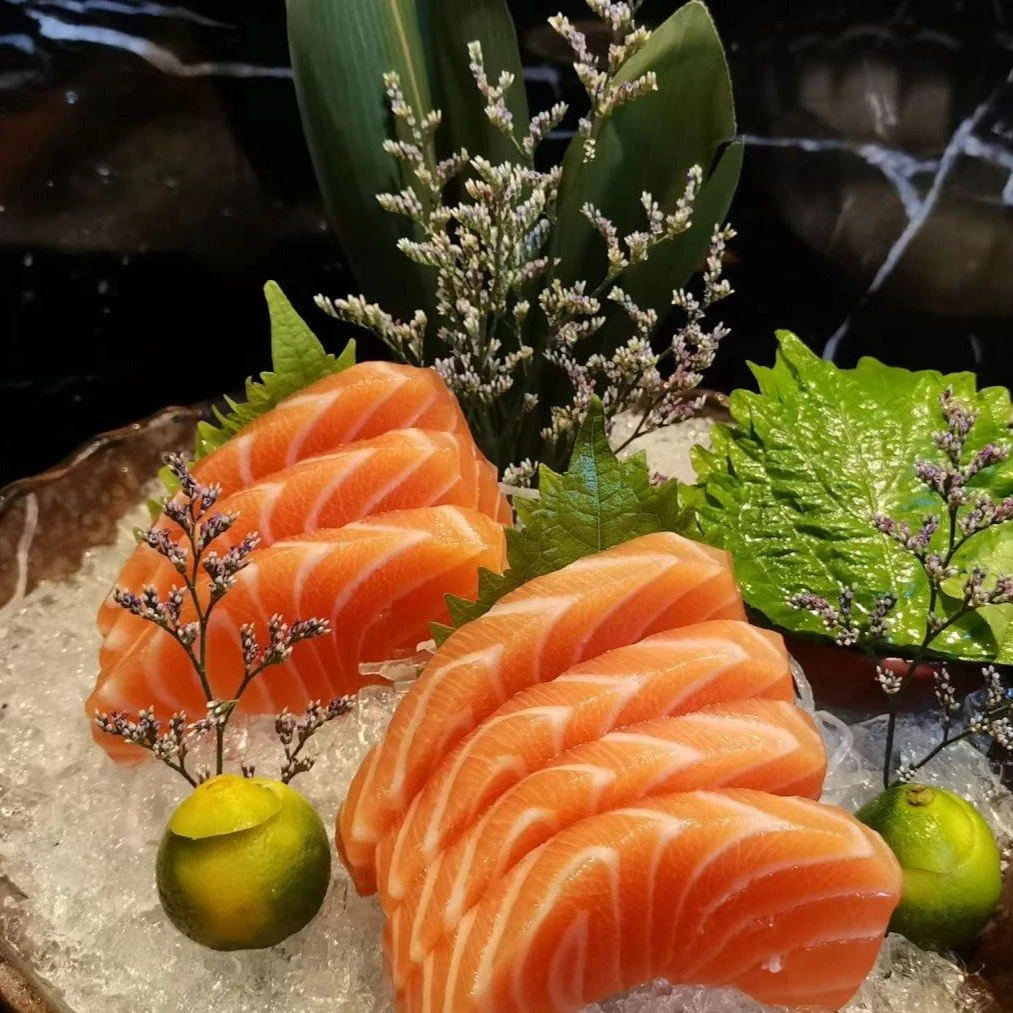 【精品.挪威三文鱼中段24片】中厚切，送芥末酱油柠檬蘸碟.油脂丰富纹路清晰入口嫩滑