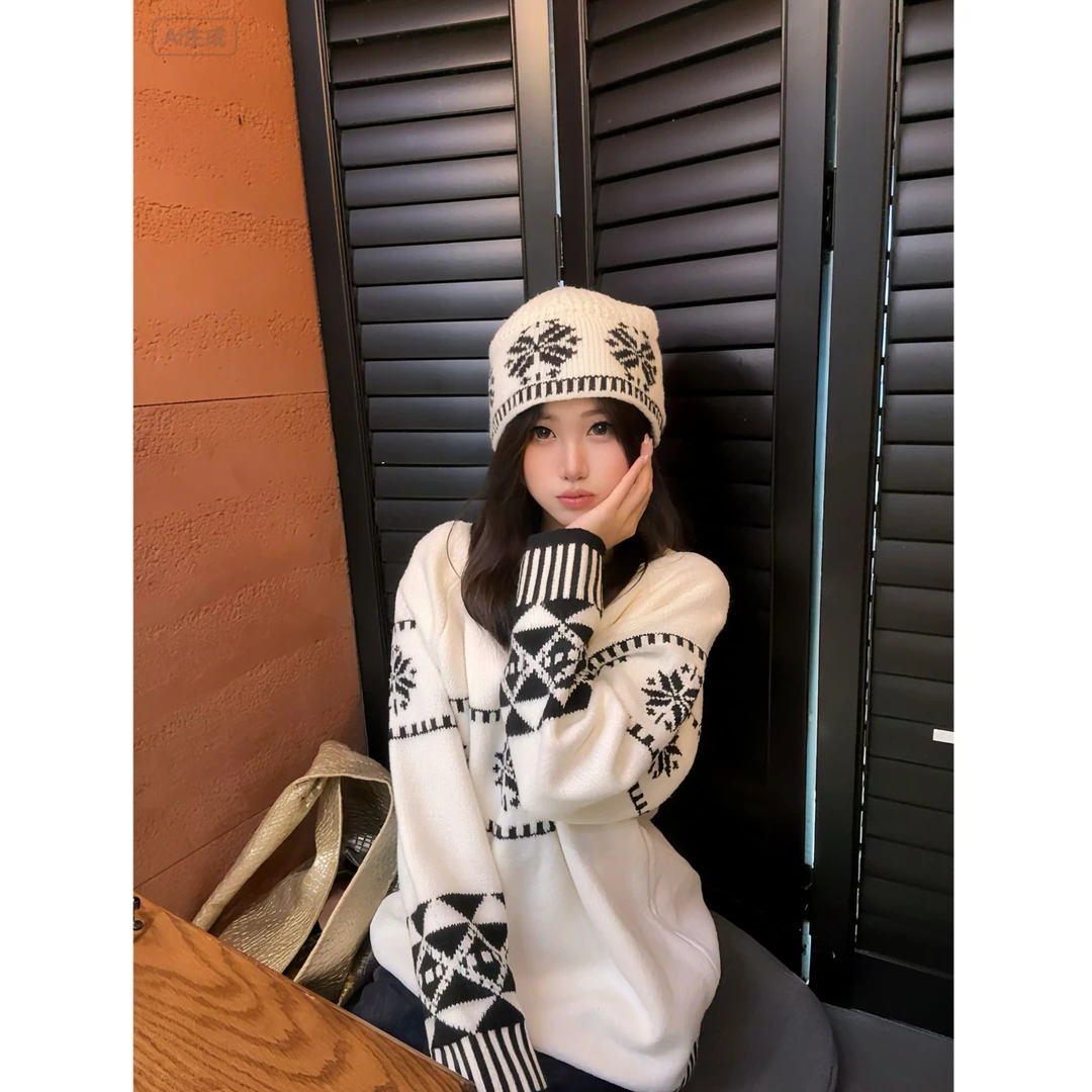 情侣装秋冬新款ins时尚毛衣男女韩版宽松法式针织衫长袖外套潮流