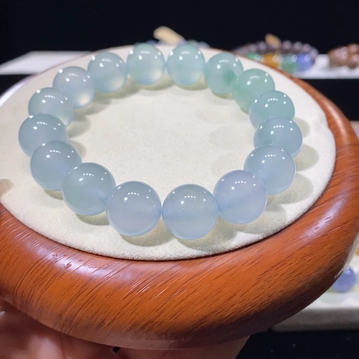翡翠未镶嵌吊坠(不含链)翡翠高冰晴绿圆珠手串卡13
