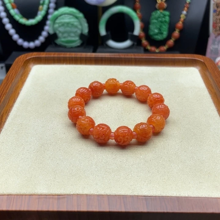 翡翠未镶嵌手链红翡翠手串