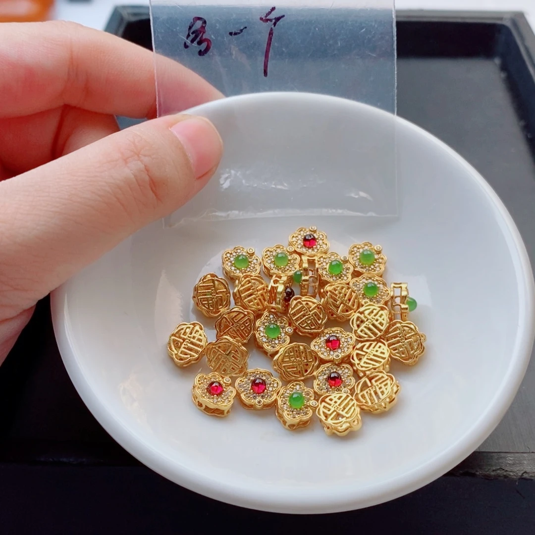 银S925镀金镶嵌手链翡翠配饰