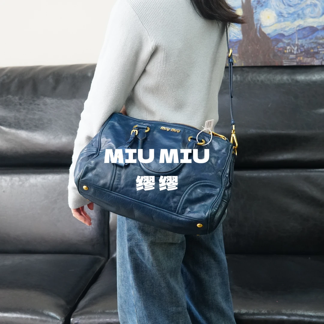 95新 MIU MIU/缪缪 miumiu/蓝金斜挎包/NE02712031/2031