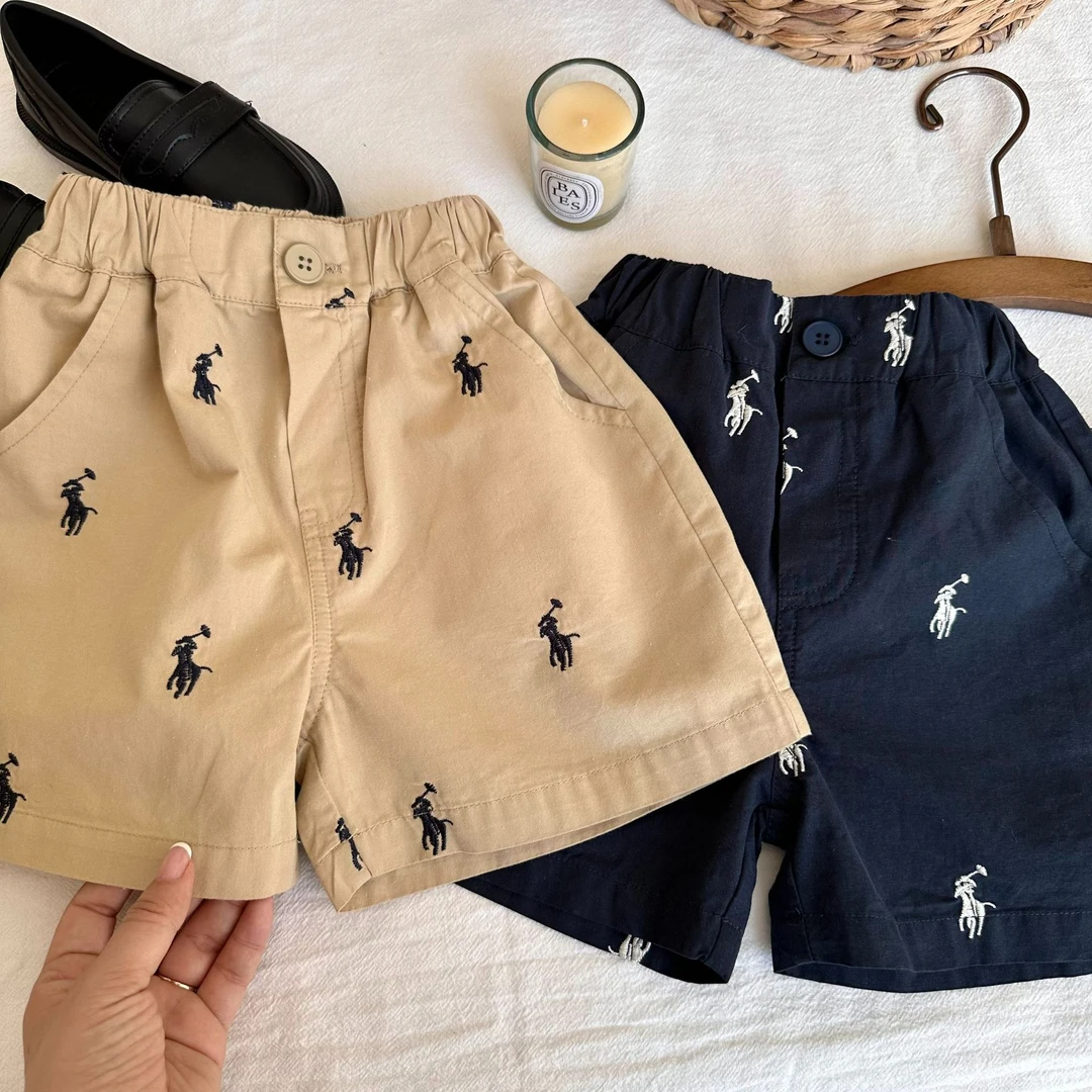 儿童短裤2025夏季新品男女童刺绣腰扣短裤宝宝韩版五分裤潮