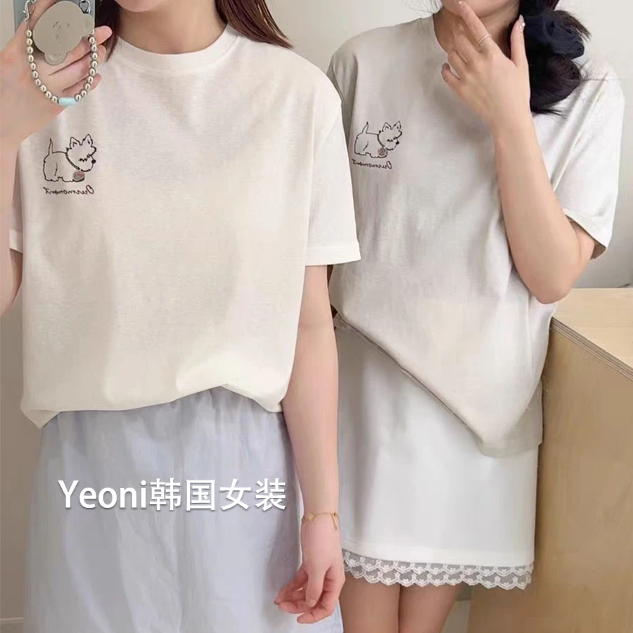 【Yeoni韩国正品】卡通图案宽松短袖T恤女/No退No换