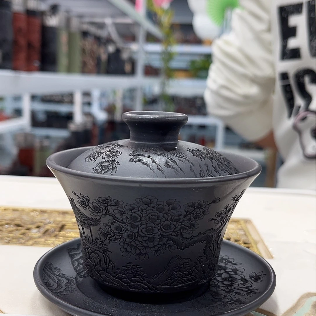 茶杯紫砂石黄盖碗1111