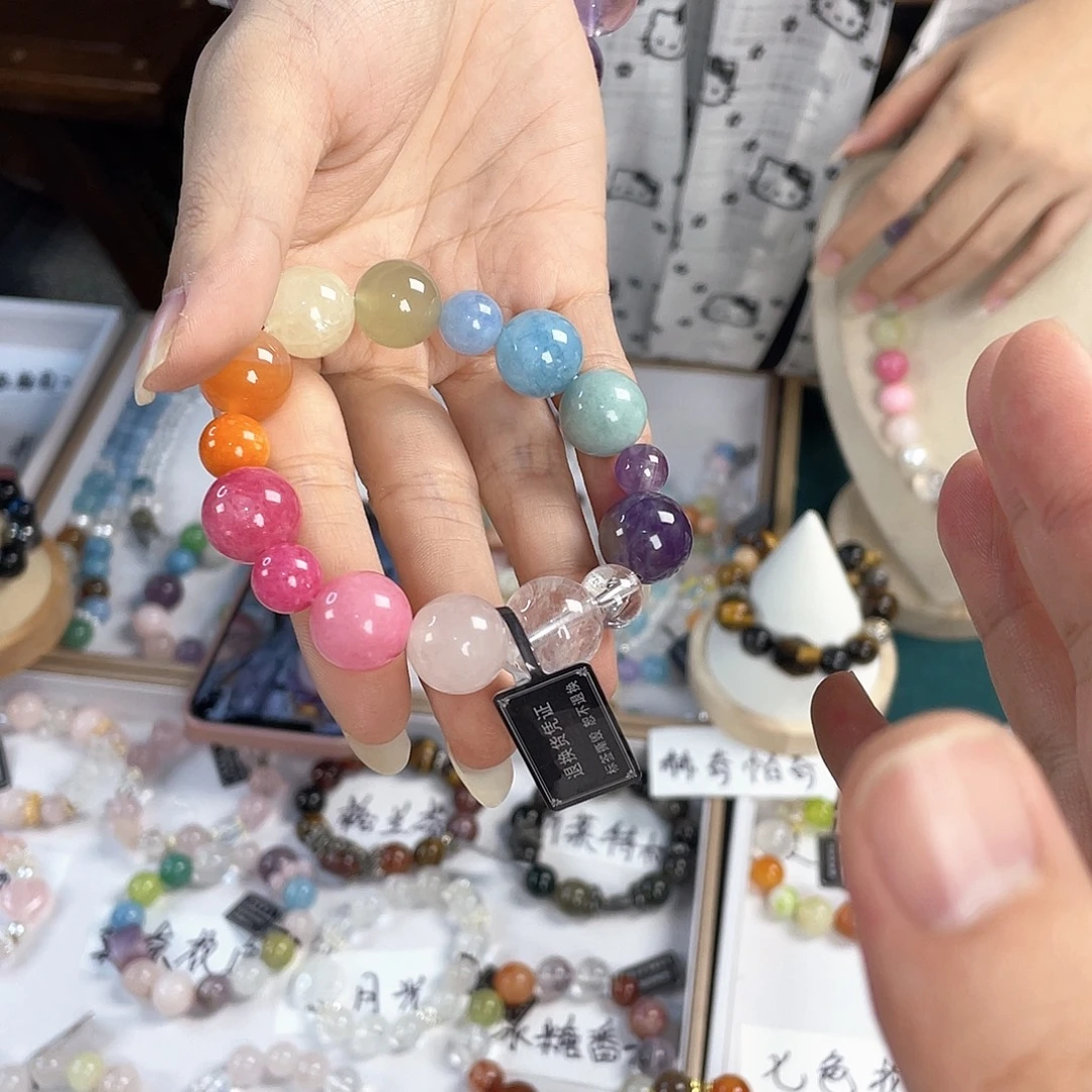 水晶手链银S925镀金镶嵌