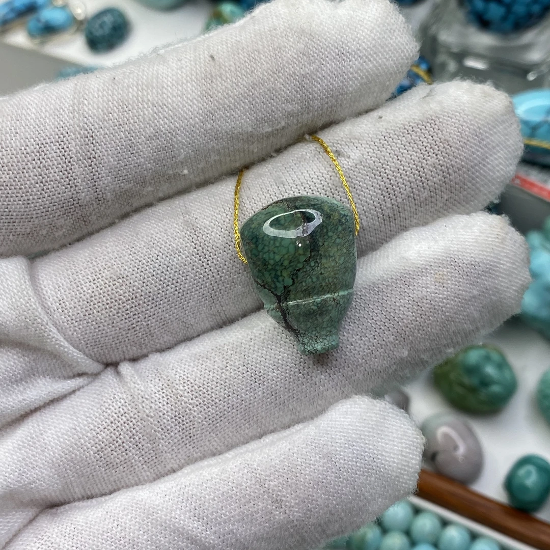 天然原矿绿松石三通