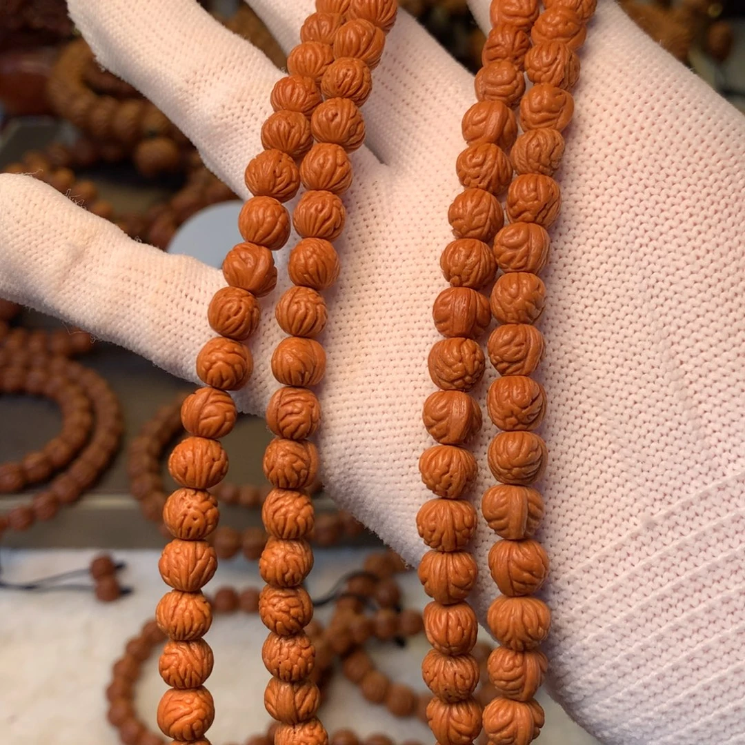 顺***3桃核手串秦岭龙纹