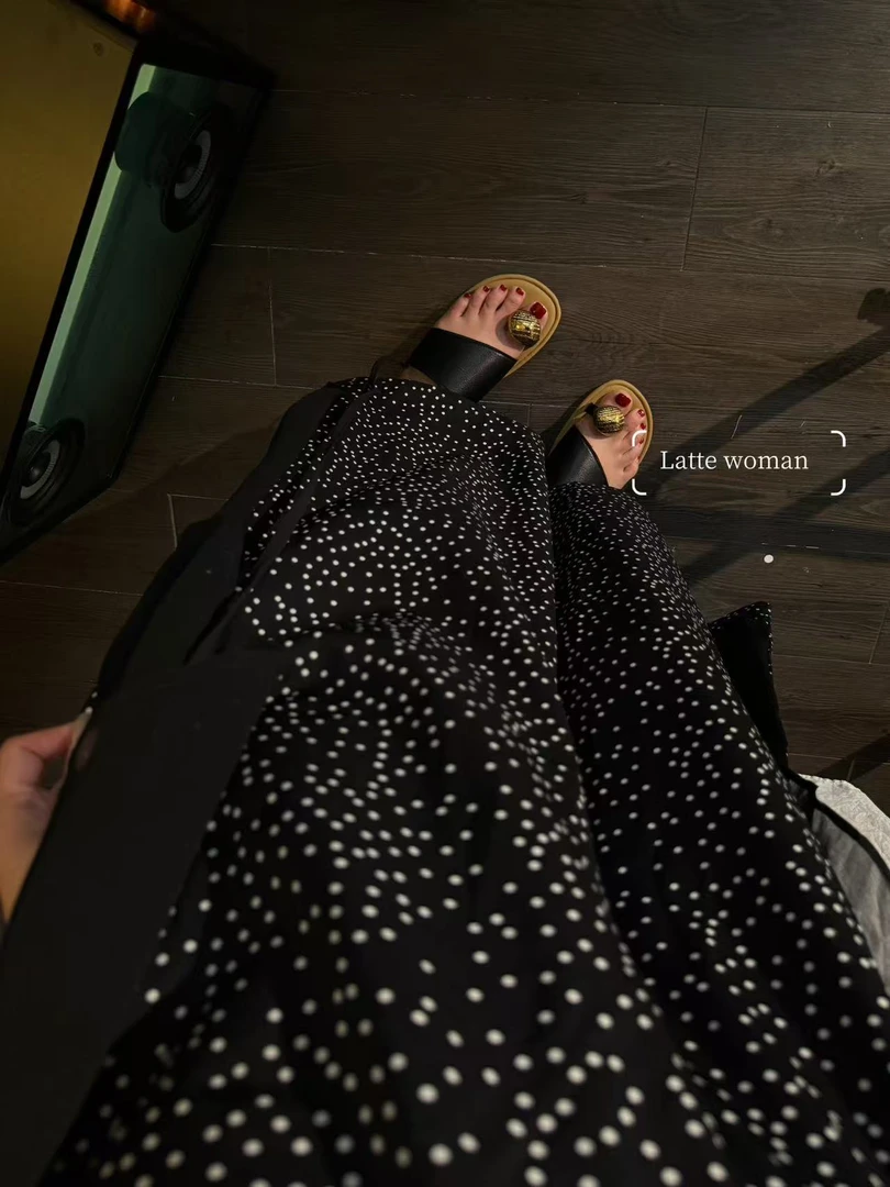 6012波点裙裤拼接阔腿宽松版时尚裤子休闲长款百搭长裤