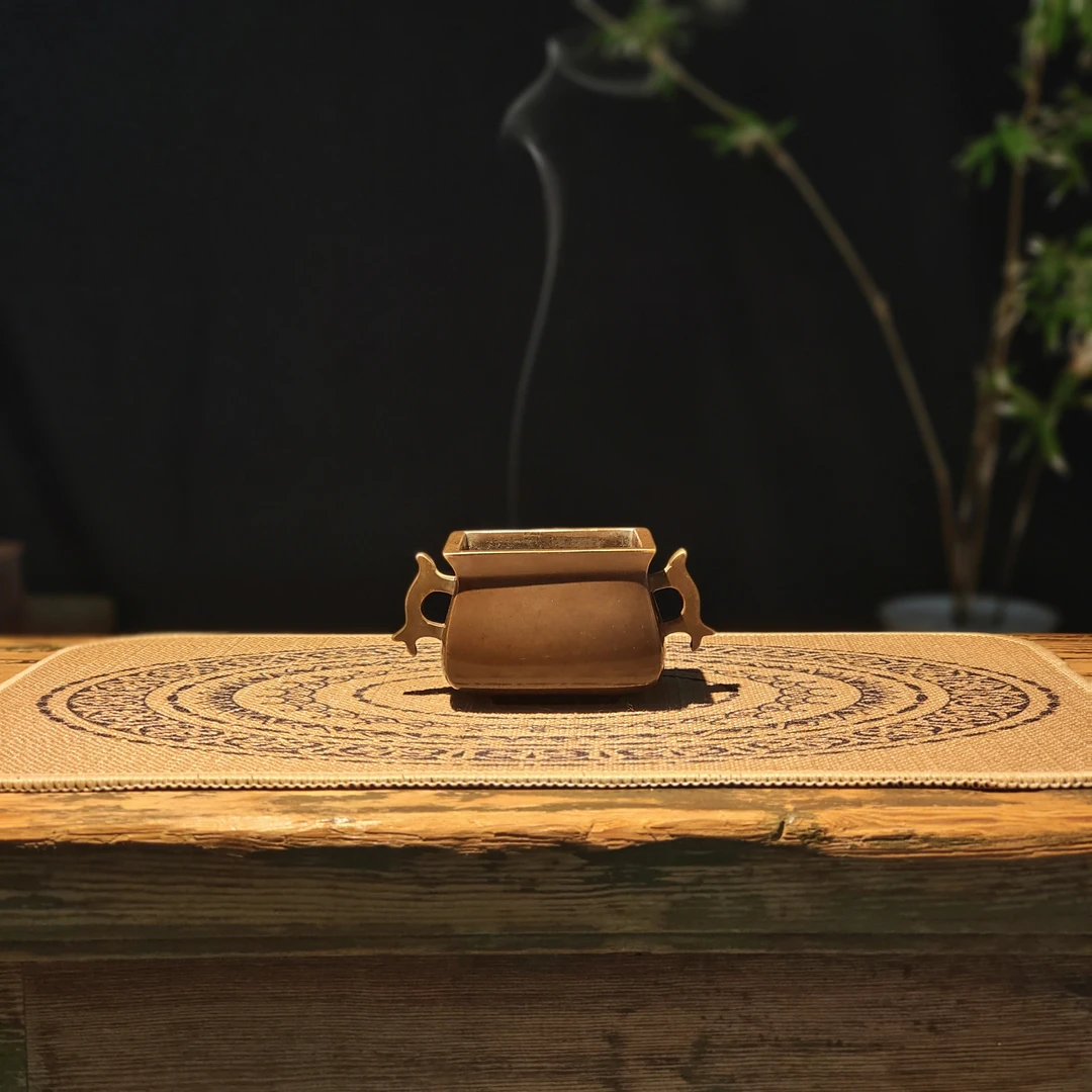 炉生艺术手工铜炉香道雅器鱼耳方炉还原宋式美学氛围感拉满香具